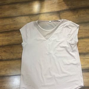 Light pink lulu shirt with mesh neck